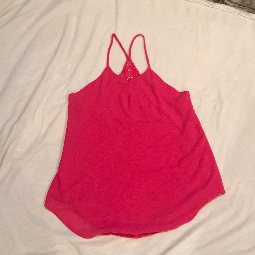 Hot pink flowy open back cami